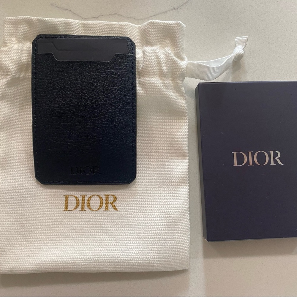 Dior Navy Card Holder with White Pouch - Picture 3 of 3